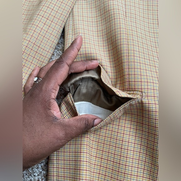 Blu Scuro Men’s 2 Button Wool and Nylon Checked Blazer European Sz 50R US Sz 40 - Picture 10 of 12